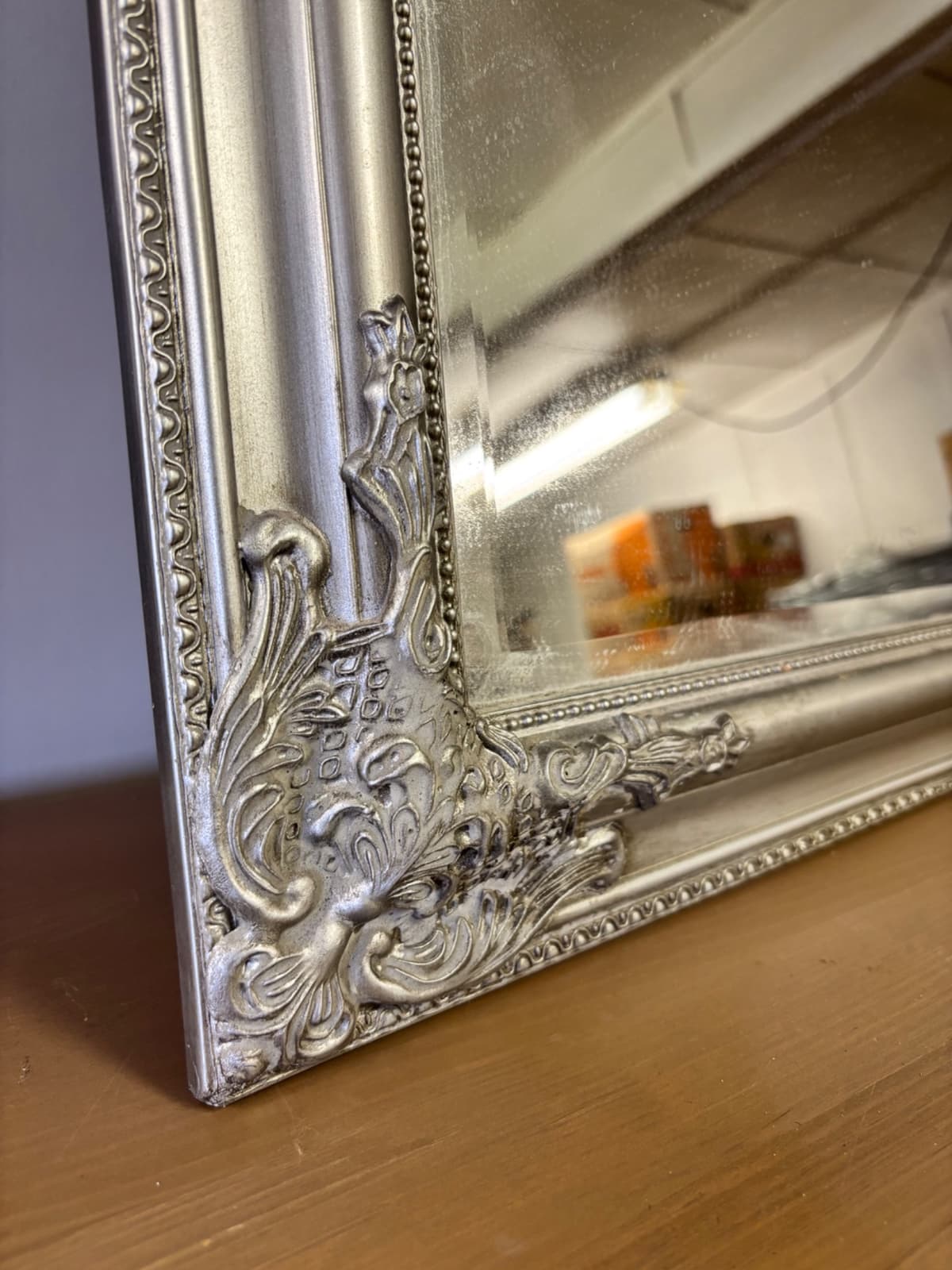 Zrcadlo velké obdélníkové s ornamenty stříbrné 70x100cm - 2