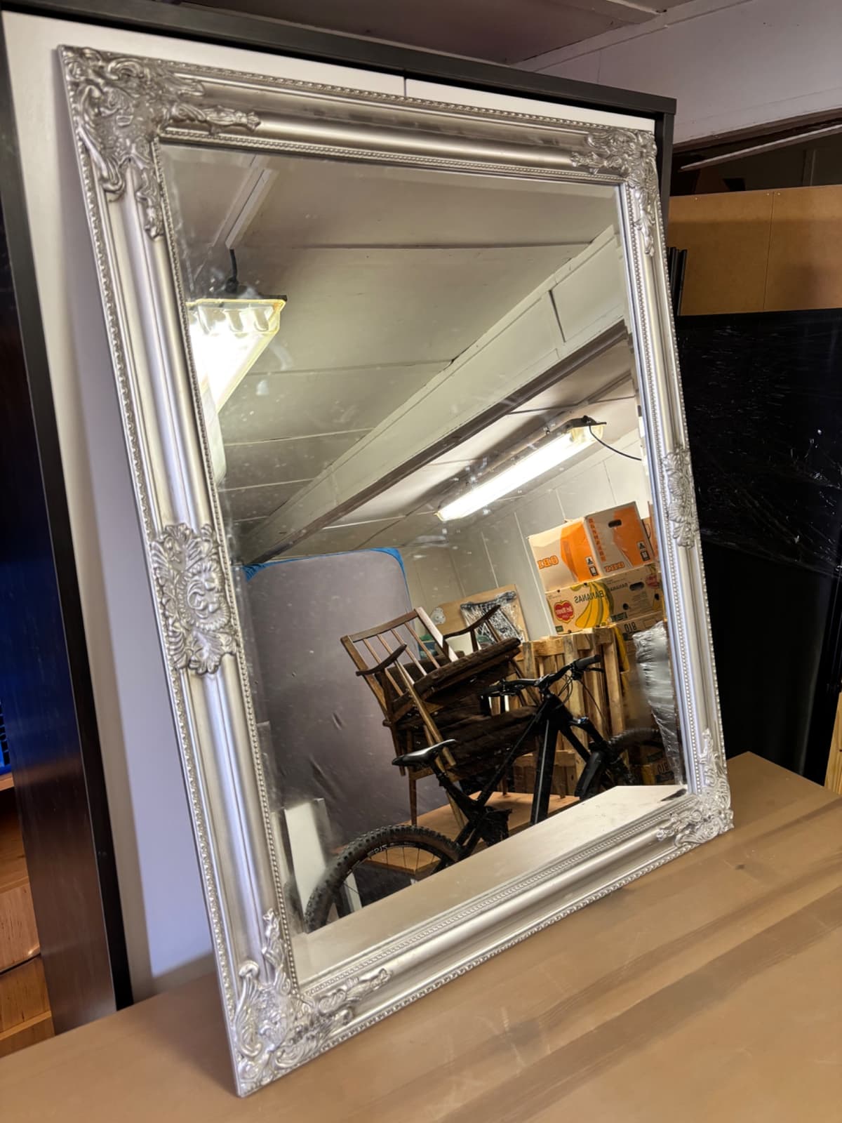 Zrcadlo velké obdélníkové s ornamenty stříbrné 70x100cm - 3
