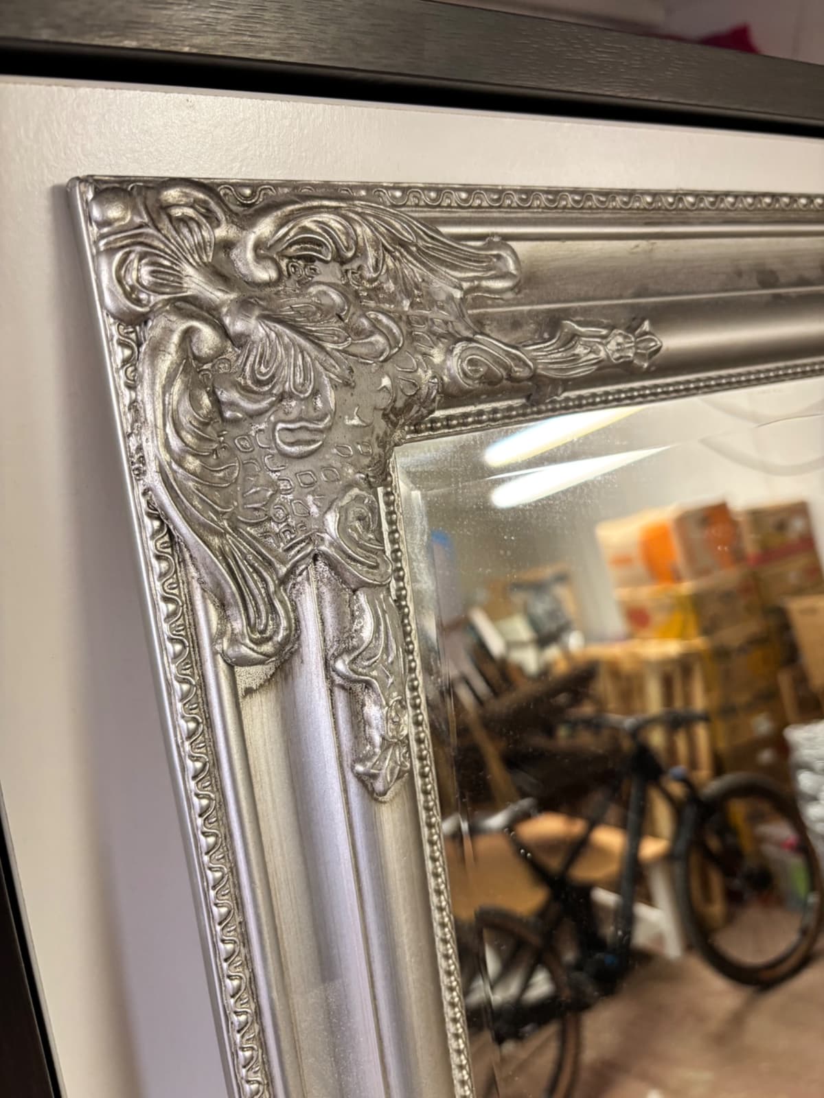 Zrcadlo velké obdélníkové s ornamenty stříbrné 70x100cm - 4