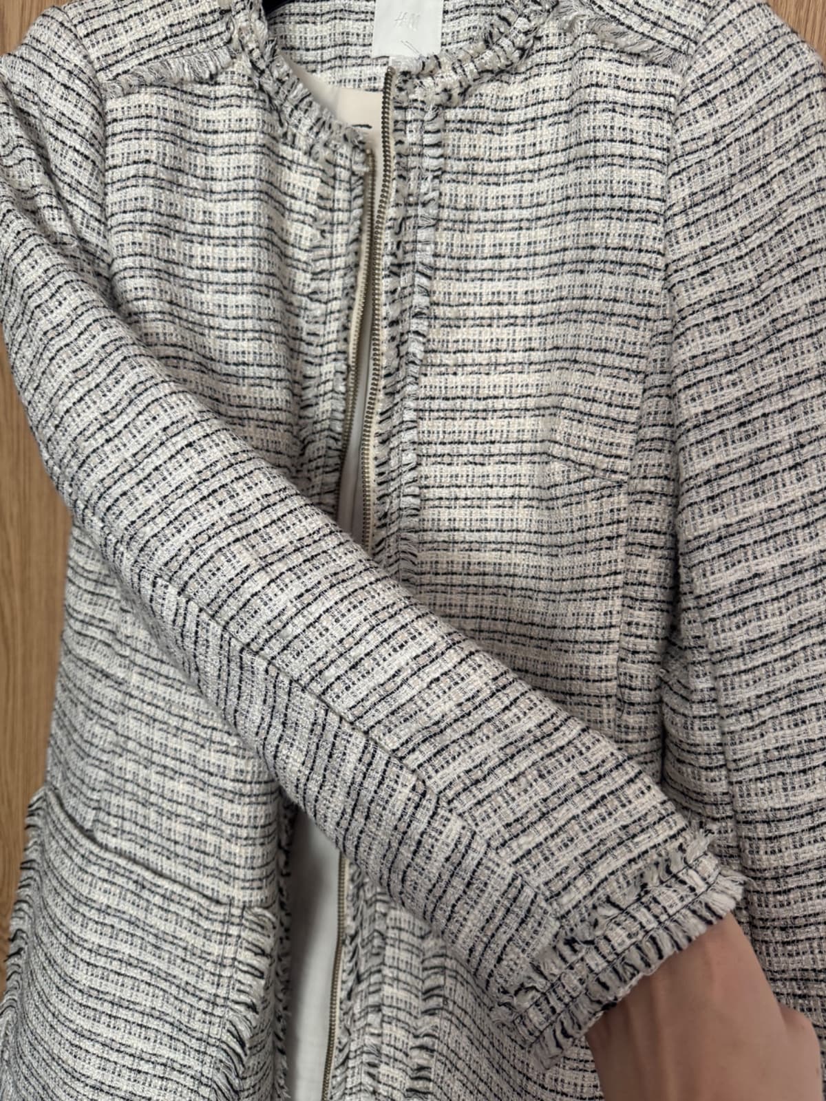 H&M elegantní tvídový kabát / kabátek vel. 38 - 3