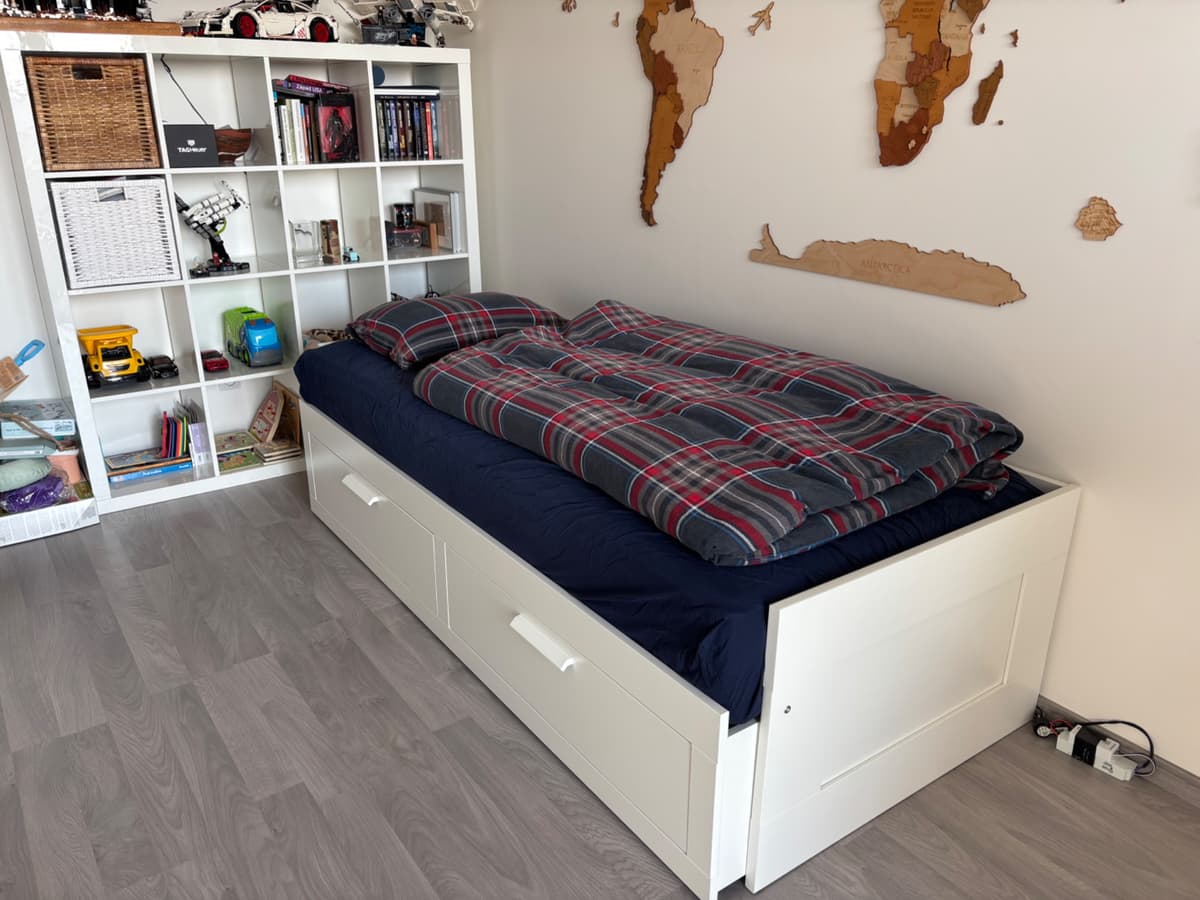 Rozkládací postel Ikea 80x200 Brimnes s úložným prostorem